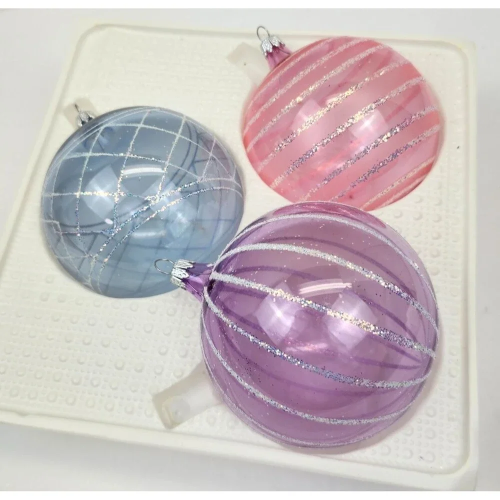 Kurt Adler Kringle Glass Christmas Tree Ornaments in Box Made in Columbia